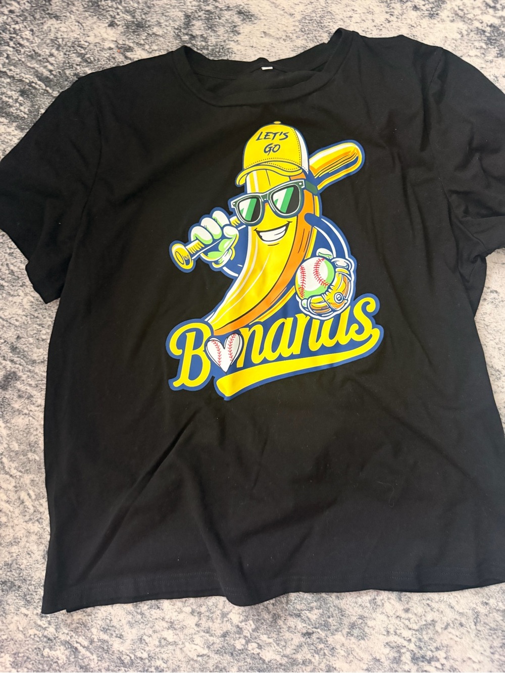 Black Graphic Baseball Banana T-Shirt